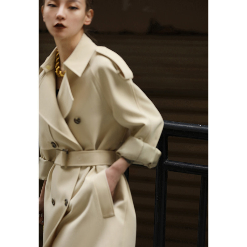 Mogas heavy pound Inron wardrobes Double-row buckle Detachable collar lace in long version casual windsuit jacket female spring