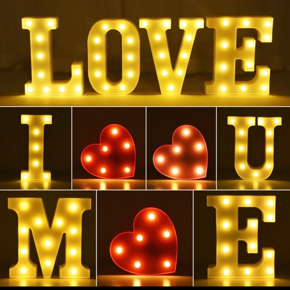 INS Hot Pins 26 English Alphabet Lights LED Loving Styling Lights Wedding small Night Lights birthday Table White courting Wedding Lights 