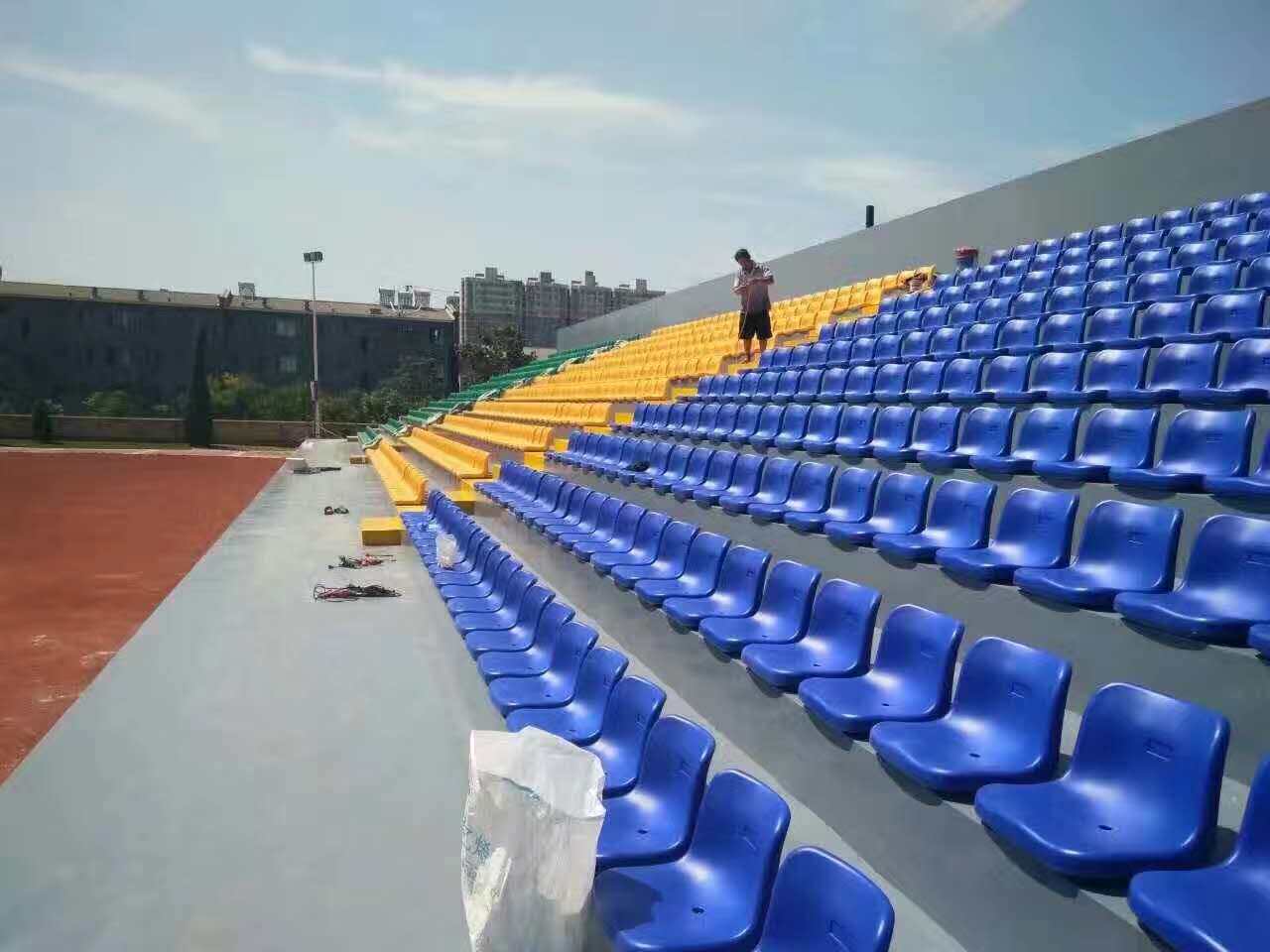 Stadium stands seats plastic hollow blow molding spectator seat row chairs outdoor activity theater cement step chair surface