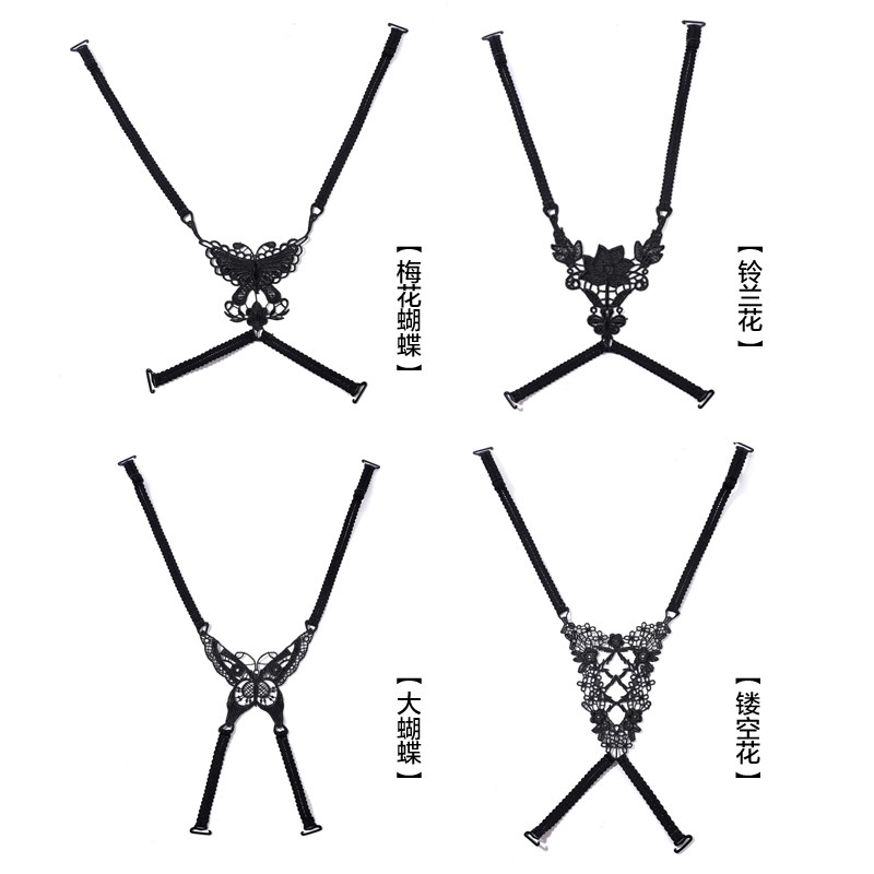 Lace hollow back crossed shoulder with bra bra belt underwear underwear with lace shoulder strap female summer