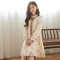 Girls dress plus the winter dress of the big child 2021 childrens net red skirt spring and autumn Korean air princess dress