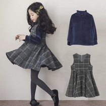 Girls dress hair vest princess skirt childrens autumn and winter dress suit plus thickening two pieces of winter dress