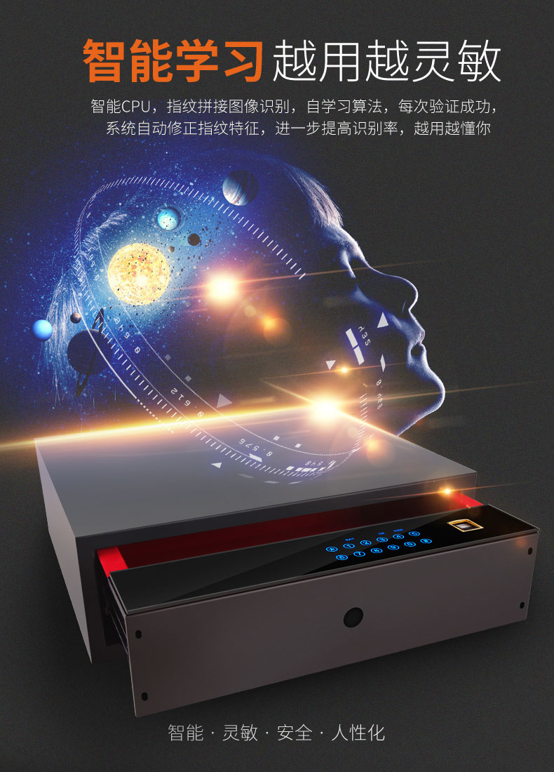 Ngăn kéo vân tay An toàn tại nhà Văn phòng Tủ quần áo Đầu giường An toàn Hộp ký gửi ẩn Mật khẩu Trang sức An toàn Nhỏ két sắt mini điện tử