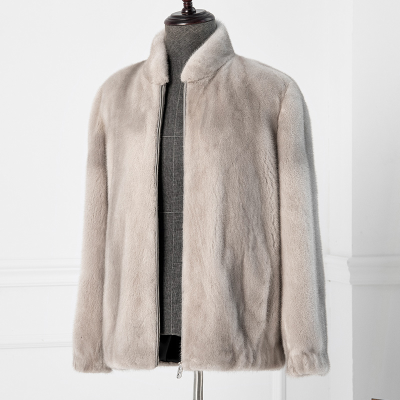 Imported Mink Fur Coat for Men, Genuine Mink Fur Coat, Mink Fur Jacket, Youth Baseball Collar, Slim Fit, Short Style