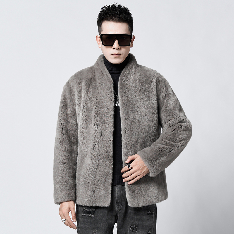 Imported Mink Coat for Men, Genuine Mink Fur Coat, Mink Fur, Young Men's Diamond Collar Casual Short Style
