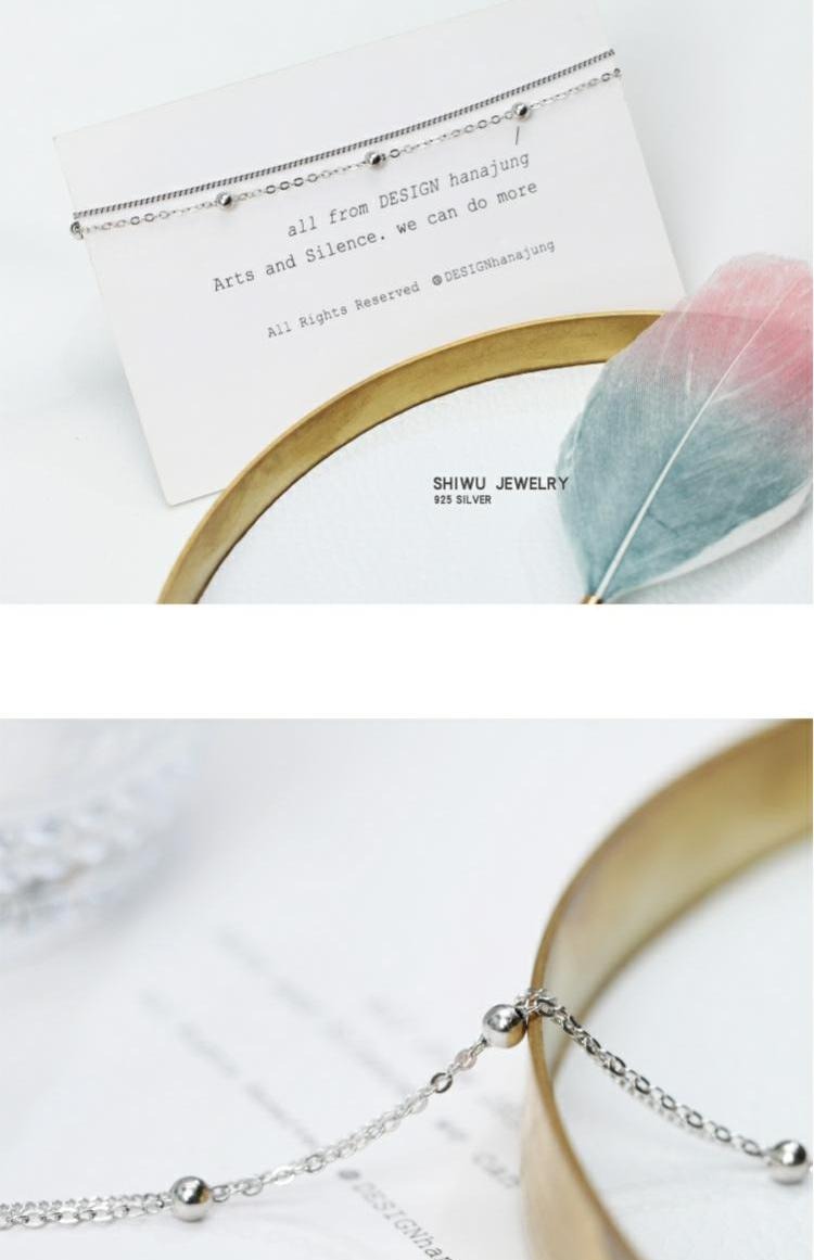 Khai sáng S925 sterling bạc vòng chân nữ đơn giản tốt hai lớp trang trí chân đính cườm phiên bản Hàn Quốc của món quà sinh nhật nữ cá tính lắc chân nữ phong thủy
