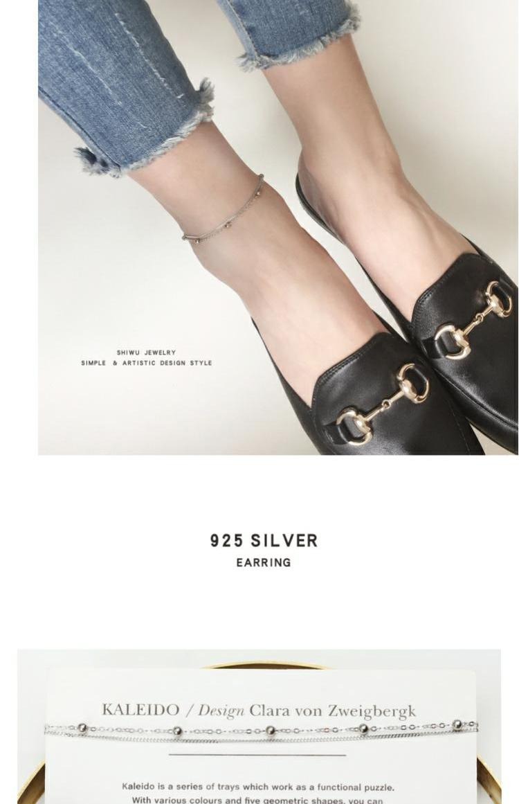 Khai sáng S925 sterling bạc vòng chân nữ đơn giản tốt hai lớp trang trí chân đính cườm phiên bản Hàn Quốc của món quà sinh nhật nữ cá tính lắc chân nữ phong thủy