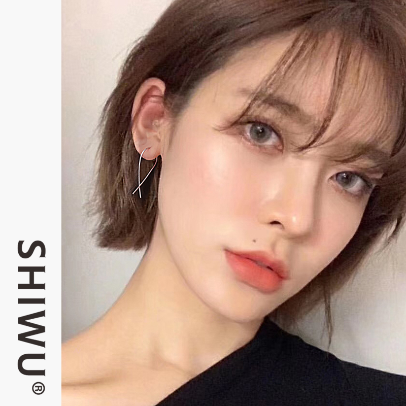 Accessories Epiphany Silver Accessories Extremely Simple Wire Earshot Woman Temperament Pure Silver Earrings Geometric Graphic Earrings Pure Silver Ear Necklace Women Black Tide