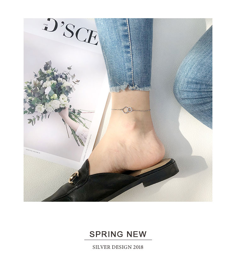 Trang sức bạc mê hoặc Vòng chân vuông hình chữ G nữ sterling bạc chuỗi mắt cá chân gợi cảm 2018 mới vòng chân nữ trang sức mắt cá chân lắc chân nữ hàn quốc