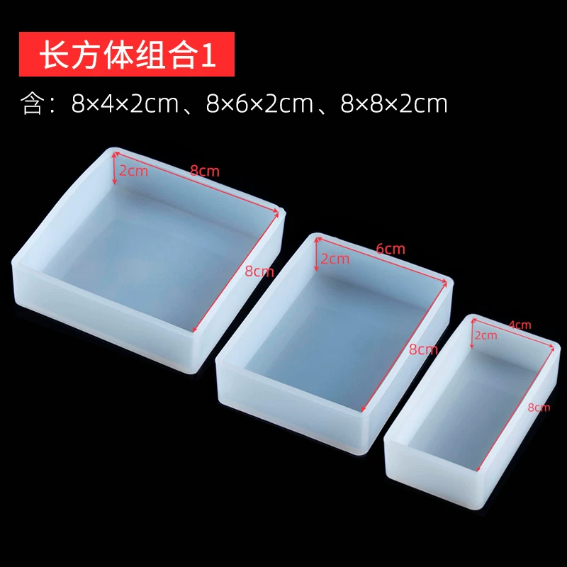 Silicone mold, epoxy resin, sample with animals, rectangular cube, DIY