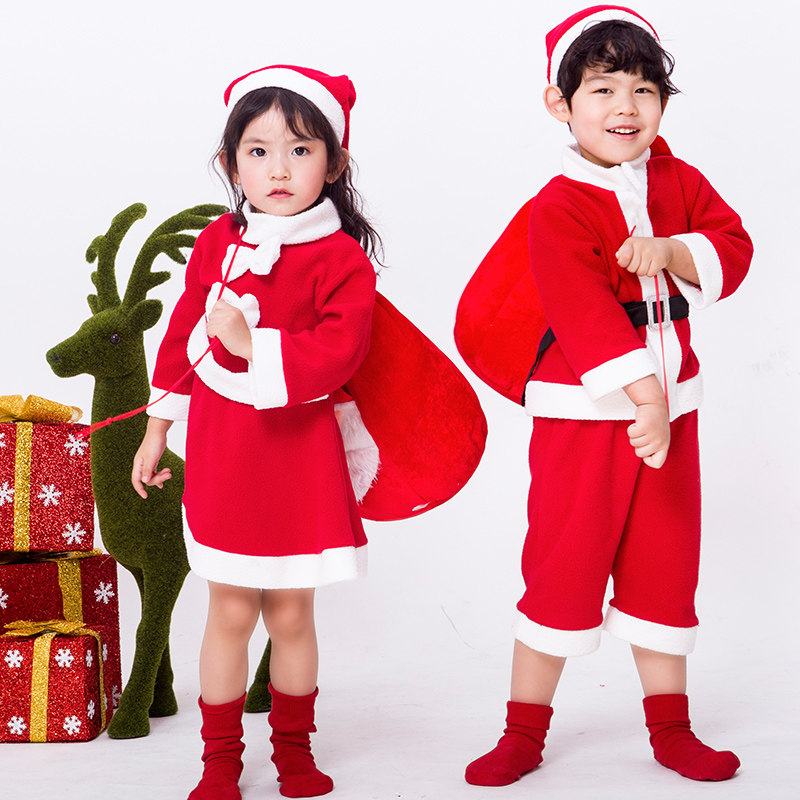 Christmas clothes children's theme dress up boys and girls performance clothes catwalk children's photo Christmas old man clothes