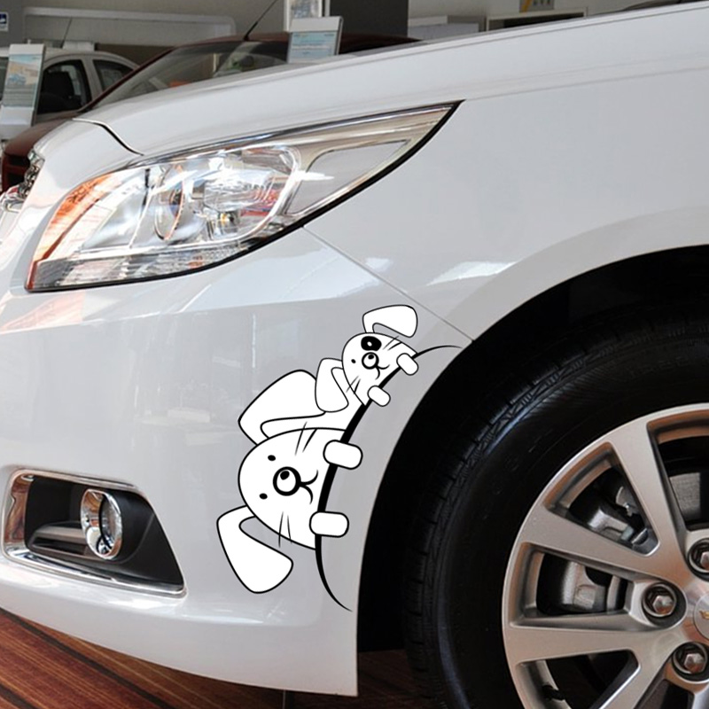 Large White Rabbit Zi Car Sticker Wheel Brow Sticker Front And Back Insurance Lever Scratches Shelter Individuality Creative Body Sticker Reflective Decoration