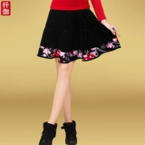 纤伽 Демисезонная бархатная юбка, танцующая мини-юбка, для среднего возраста