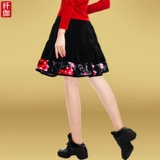 纤伽 Демисезонная бархатная юбка, танцующая мини-юбка, для среднего возраста