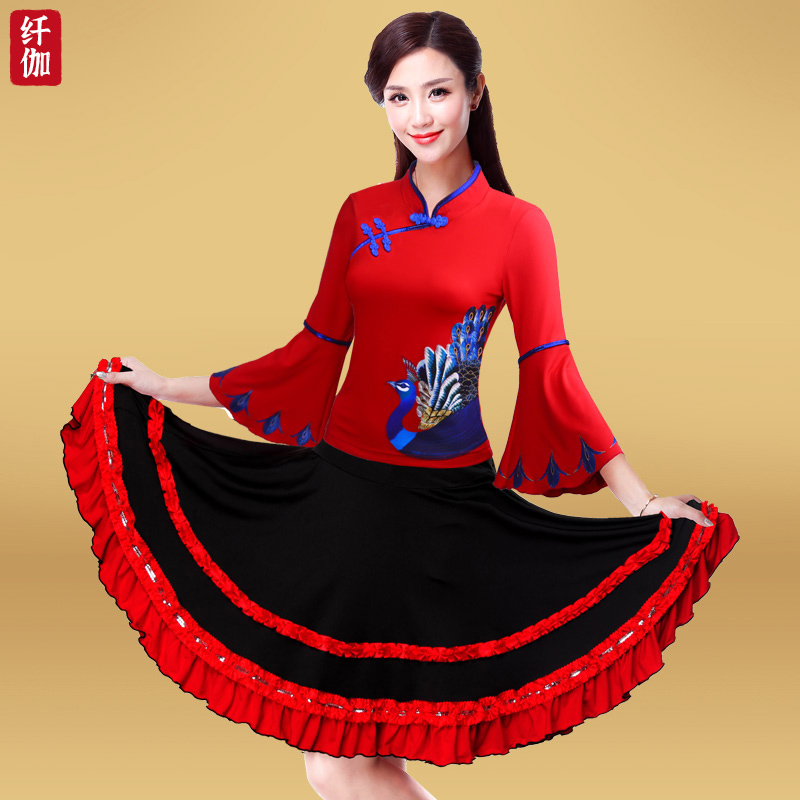 Fiber a square dance costume new suit 2021 autumn and winter middle-aged and elderly women dance performance dance clothes