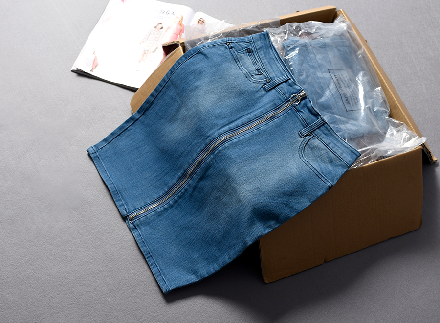 E126 U.S. expensive brand 699 synchronous self-retained high waist slim denim skirt with zipper and hip