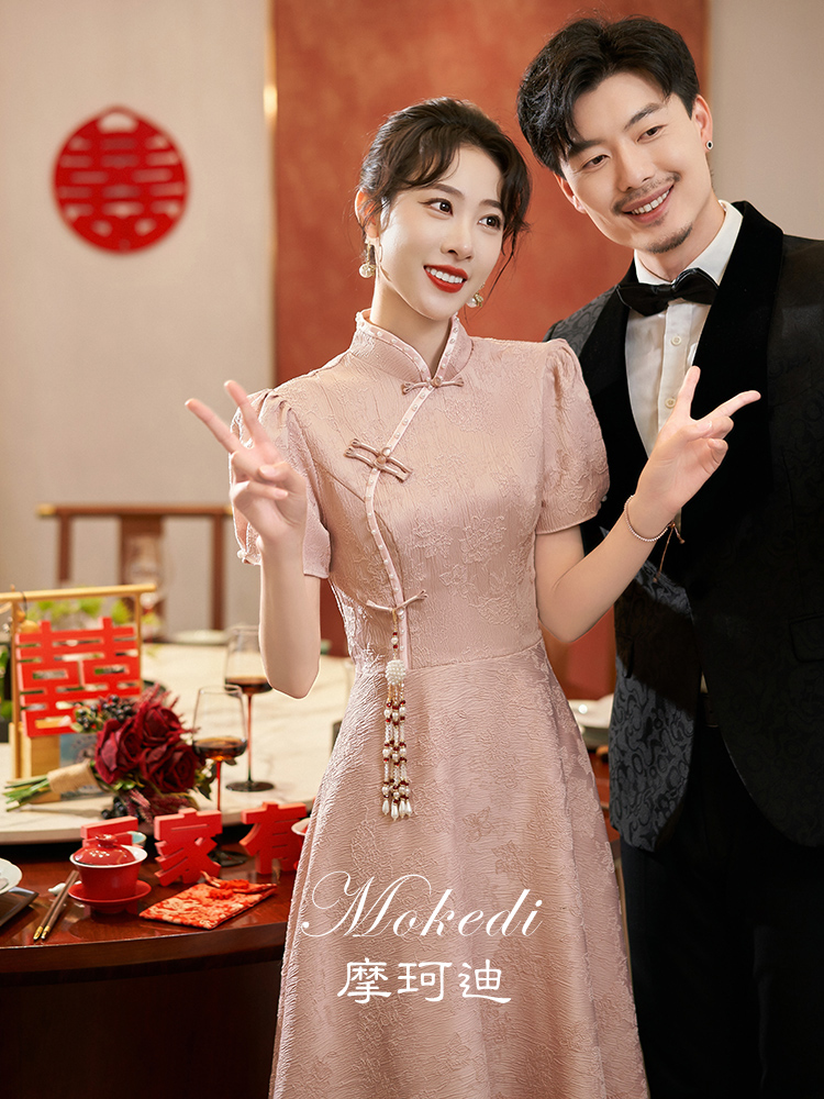 Fuchsia cheongsam, evening dress, summer wedding dress, Chinese style Fuchsia cheongsam, evening dress, summer wedding dress, Chinese style