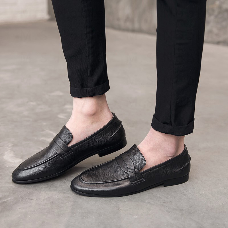 Summer new casual leather shoes men's Korean style trendy leather hairdresser men's shoes British men's slip-on loafers