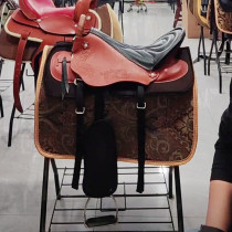 Horse saddle complete set of harness cowhide print Malaysian tourist saddle pony pony equestrian supplies saddle cushion