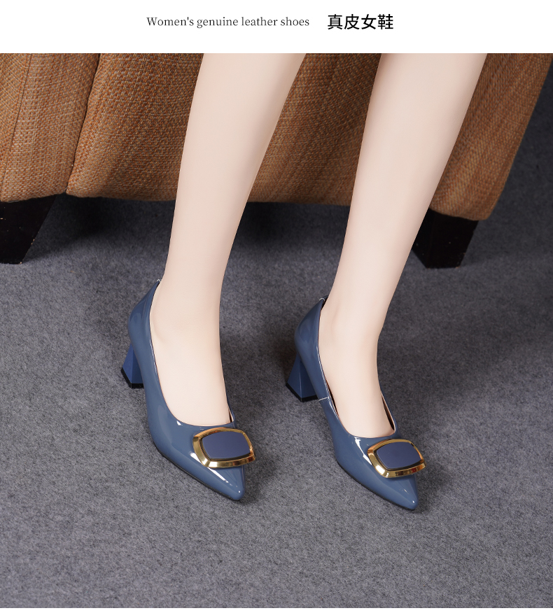 C8373 1520K GIÀY CAO GÓT NỮ JIARELA MŨI NHỌN GÓT VUÔNG MÙA HÈ GIÀY DÉP NỮ DA BÒ G04 SẢN PHẨM MỚI