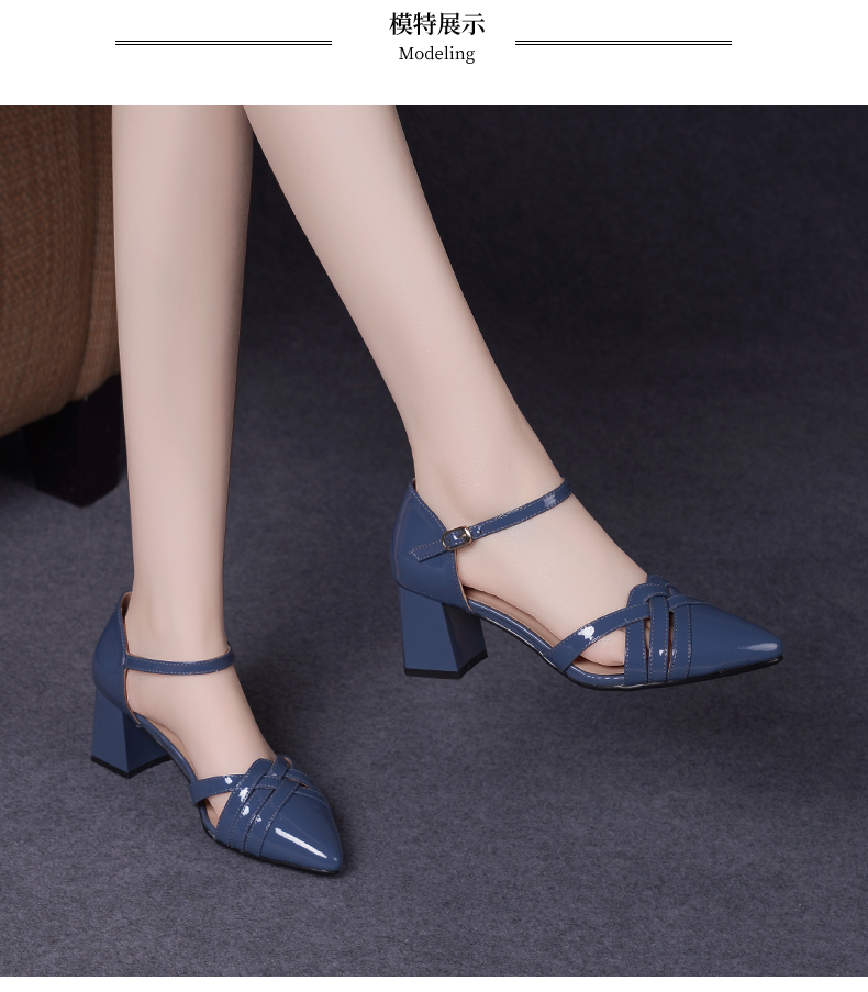 C8295 1520K GIÀY CAO GÓT NỮ JIARELA MŨI NHỌN GÓT VUÔNG MÙA HÈ GIÀY DÉP NỮ DA BÒ G04 SẢN PHẨM MỚI