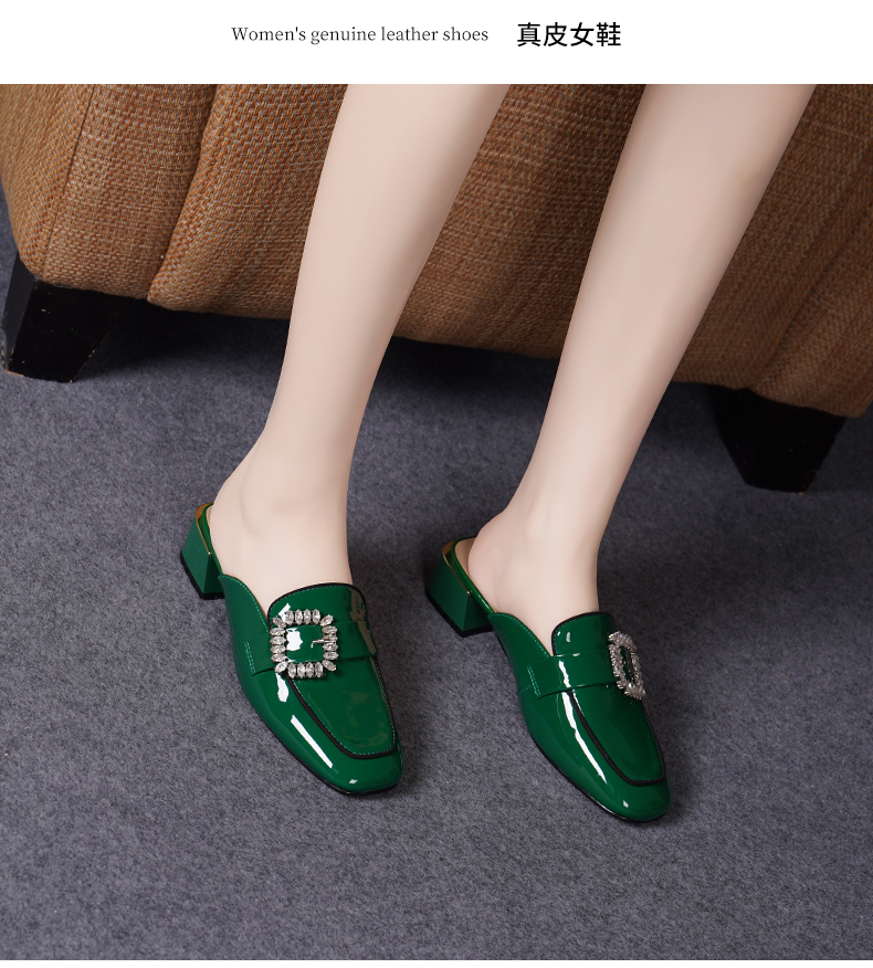 C8297 1620K GIÀY DÉP SANDAL NỮ JIARELA GẮN ĐÁ GÓT VUÔNG MÙA HÈ GIÀY DÉP NỮ DA BÒ G05 SẢN PHẨM MỚI