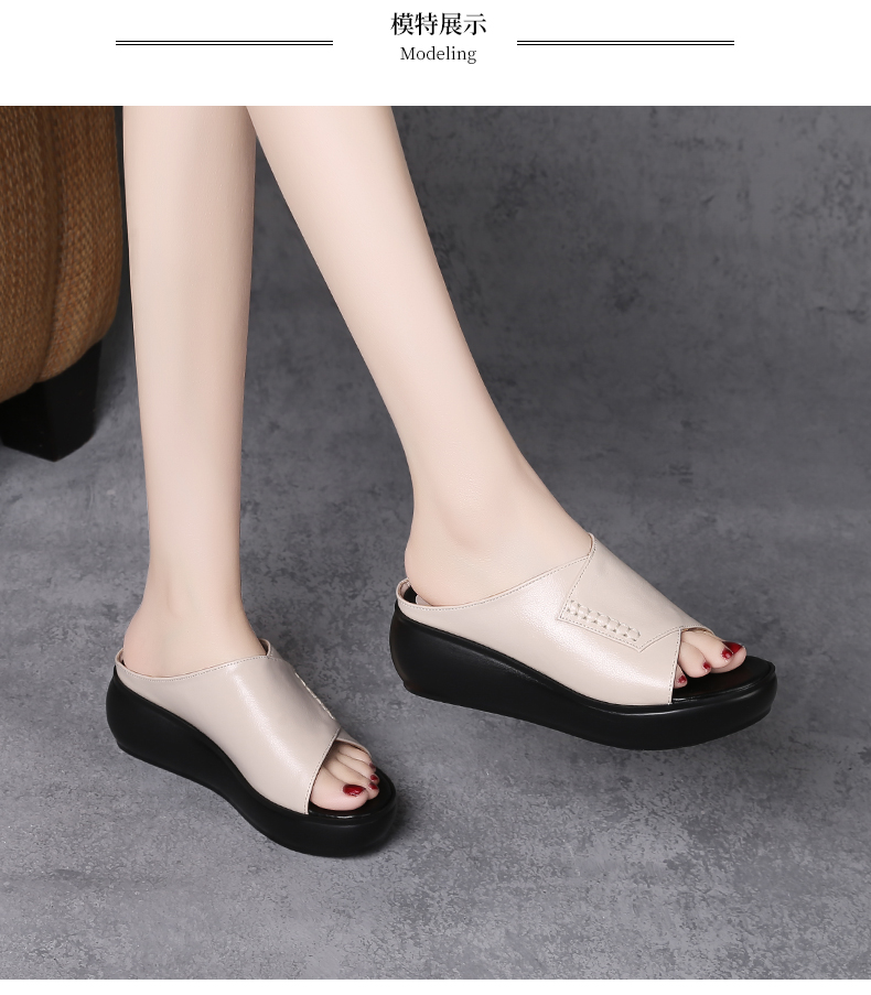 C8451 1520K GIÀY DÉP LÊ NỮ JIARELA MÙA HÈ ĐẾ XUỒNG ĐẾ CAO GIÀY DÉP NỮ DA BÒ G04 SẢN PHẨM MỚI