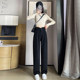 Chenille narrow wide-leg pants women's autumn and winter plus velvet thick corduroy pants high waist straight drape casual suit pants