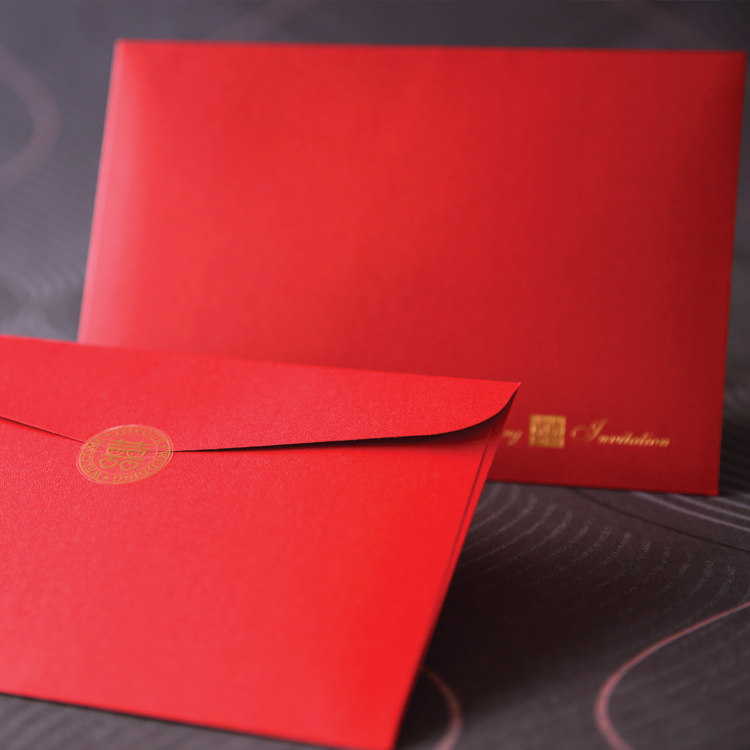 2021 Wedding Invitation Invitation Letter Envelope Jubilee Envelope Big Red Hot Gold Chinese Envelope with Seal Sticker