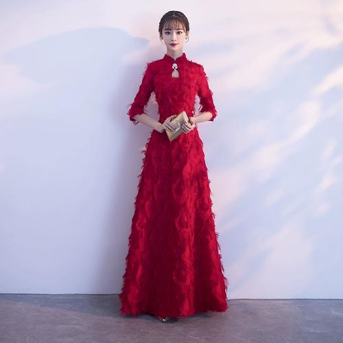 Весеннее красное цветное длинное вечернее платье для невесты, коллекция 2021