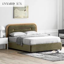  InYard Yi oxygen]Big white velvet bed Fabric bed Simple modern net red bed Nordic small apartment soft bag bed