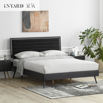  InYard Yi oxygen] Black swan bed Modern simple Wabi-sabi style black bed Nordic light luxury fabric velvet bed