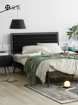 InYard suitable for oxygen] Black Swan bed modern simple Wagyu silent wind black bed Nordic light luxury fabric velvet bed