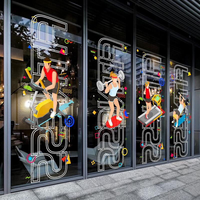 Gym Creative Electrostatic Glass Stickers Fitness Club Fitness Floor-To-Ceiling Window Sliding Door Stylish Electrostatic Stickers Gym Creative Electrostatic Glass Stickers Fitness Club Fitness Floor-To-Ceiling Window Sliding Door Stylish Electrostatic Stickers