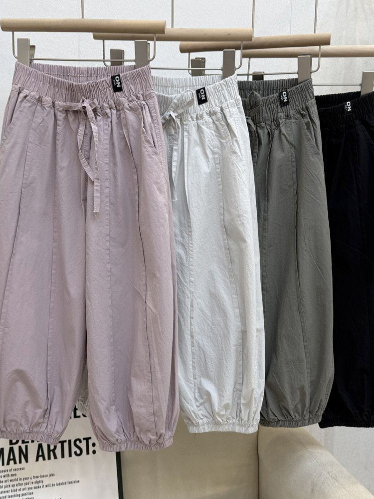 2025 kids summer cotton bloomers lightweight casual nine point pants