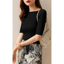 Thin ice wire half sleeve shoulder clothesfemale design black sleeve cuff knife knife shirt