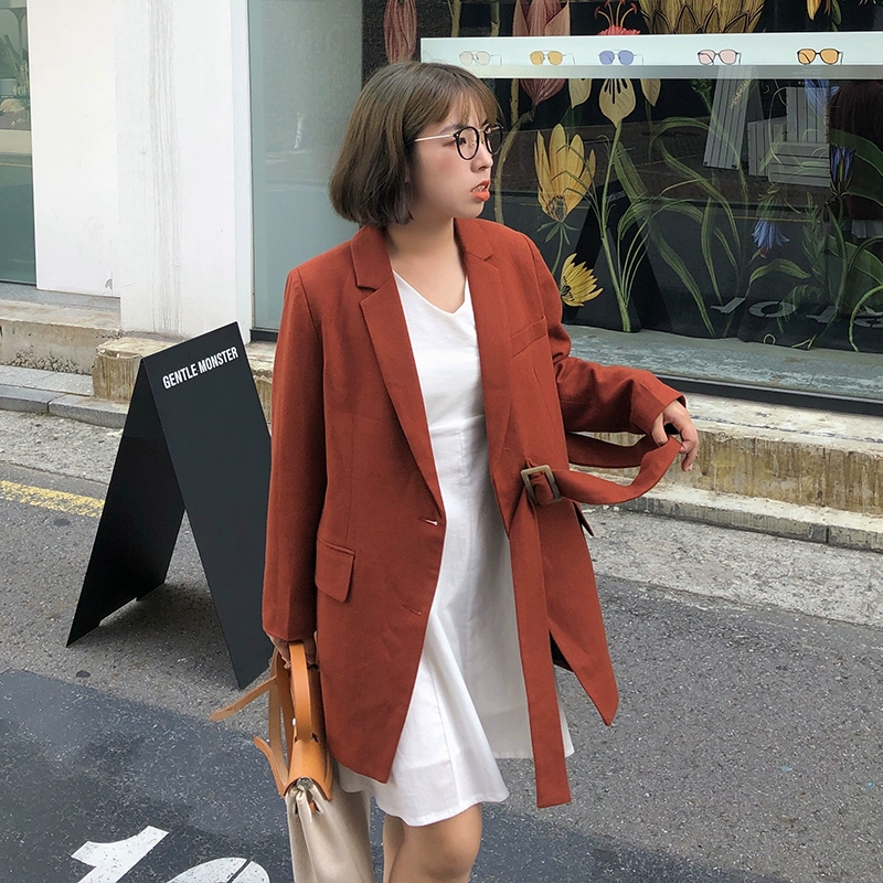 Áo blazer nữ tự chế Robin giữa mùa thu Hàn Quốc áo khoác len mùa thu đông 2019 mới phổ biến - Áo len lót đôi