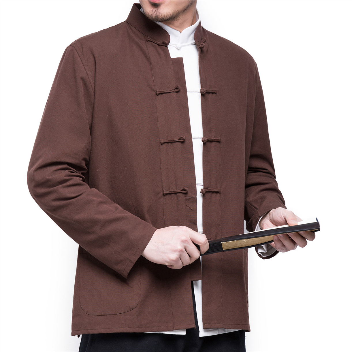 gió Trung Quốc Tang nam áo khoác quần áo Trung Quốc bông nam giới ở Trung Quốc thống nhất áo khoác hiền trung niên dài tay áo mùa xuân.