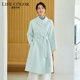 Irregular high collar niche Korean style waist-cinching double-sided pure wool coat autumn and winter long woolen coat for women