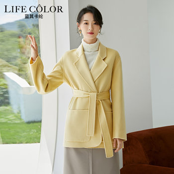 Mid-length double-sided coat, woolen suit, commuting style
