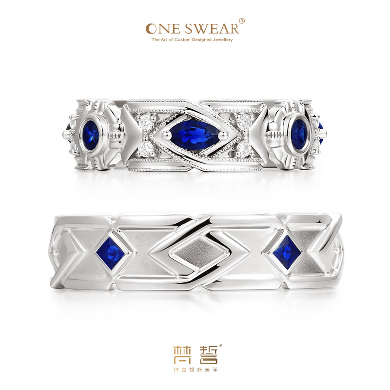 Sanvan vows ONESWEAR Rhine to ring 18k gold platinum couple to ring diamond platinum wedding ring