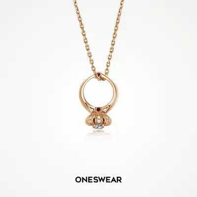 Van Gogh ONESWEAR MiniRing Caroline 18k Gold Diamond Rose Gold Mini Ring Necklace Pendant
