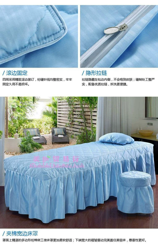 Chất liệu cotton mềm mịn cao cấp làm đẹp cơ thể massage khử trùng ga trải giường bốn bộ tùy chỉnh chuyên nghiệp màu xanh nhạt - Trang bị tấm