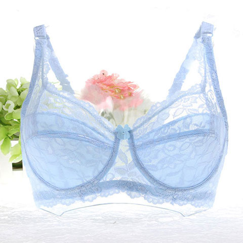 Breathable áo ngực vạt áo sexy ren mờ đồ lót siêu mỏng không có bọt biển mỏng khuôn cup mùa hè sân lớn đầy đủ nắp cốc.