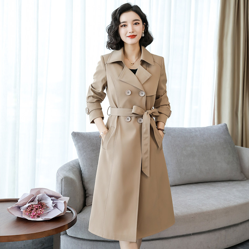 Trench coat women's 2022 new mid-length spring and autumn women's plus-size temperament hanging high-end big brand khaki coat