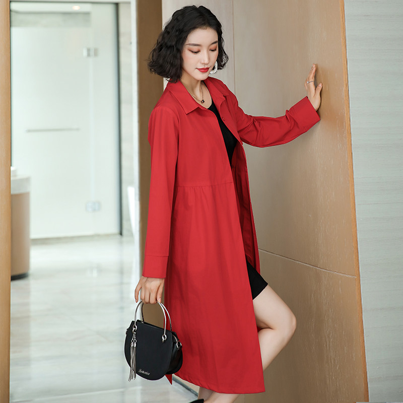 Broadwife Windsuit Woman 2022 Thin style Fashion Loose Large Size Superior Sense Foreign Pie Red Mid Spring Autumn Jacket