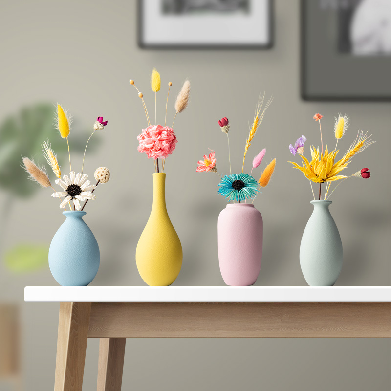 Creative ceramic small vase home ornaments living room flower arrangement simple luxury dried flower TV cabinet dining table decorations