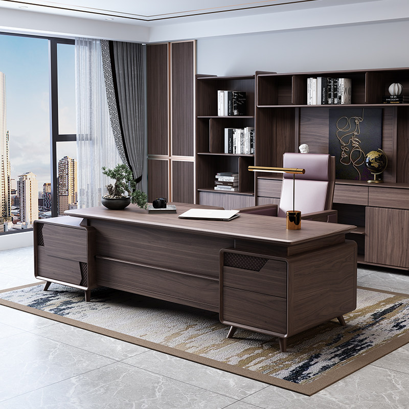 New Chinese desk and chair combined Soliwood boss table president table office furniture Ukujimu customized