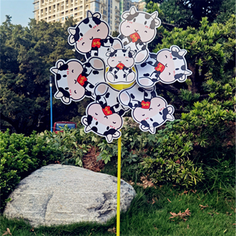 Golden Tiger Windmill Set Lunar New Year Outdoor Rotating Decoration Douyin Net Red Double-layer Children's Toy Transfer Windmill