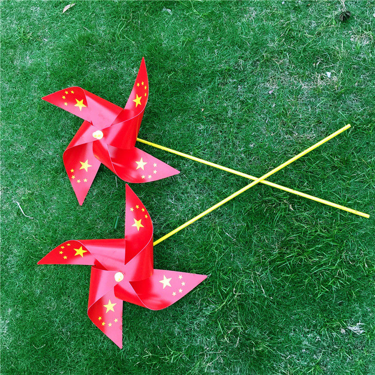 Red Revolution Patriotic Theme Education Windmills Photography Props Festive Events Small Windmill Big Four Corner Red Windmills
